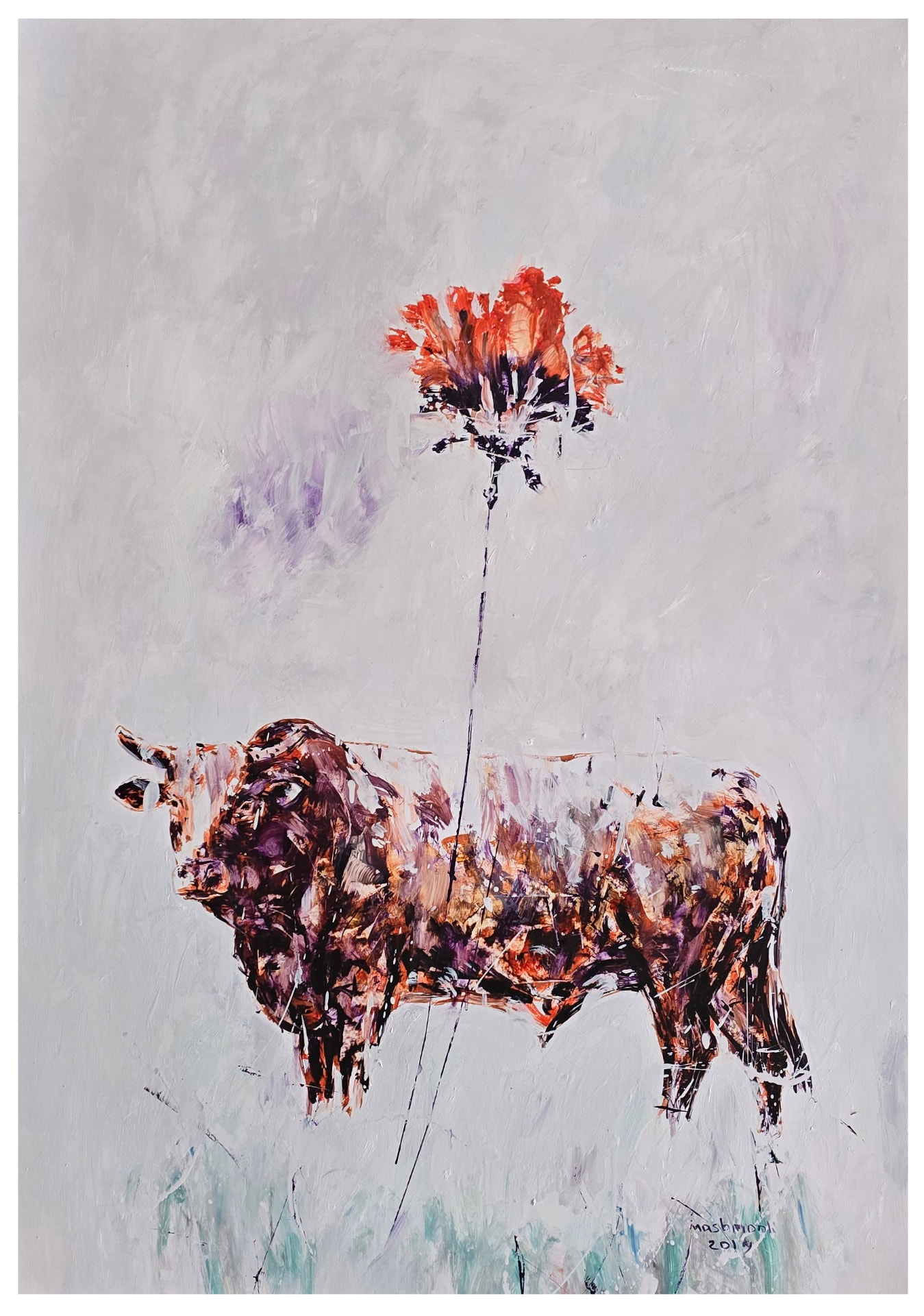 Bulls Series (Ghav-ha), Oil on cardboard, 2019