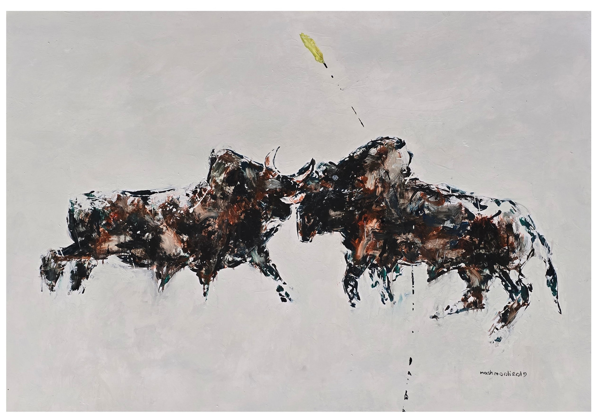 Bulls Series (Ghav-ha) IV, Oil on cardboard, 2019