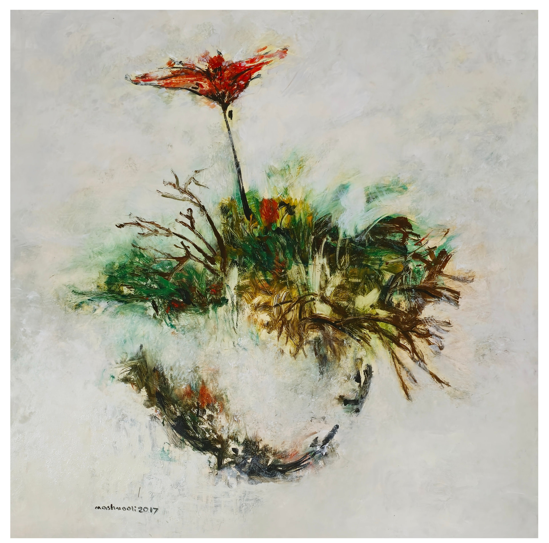 Flowerpot Series (Goldan) VI, Oil on cardboard, 2017