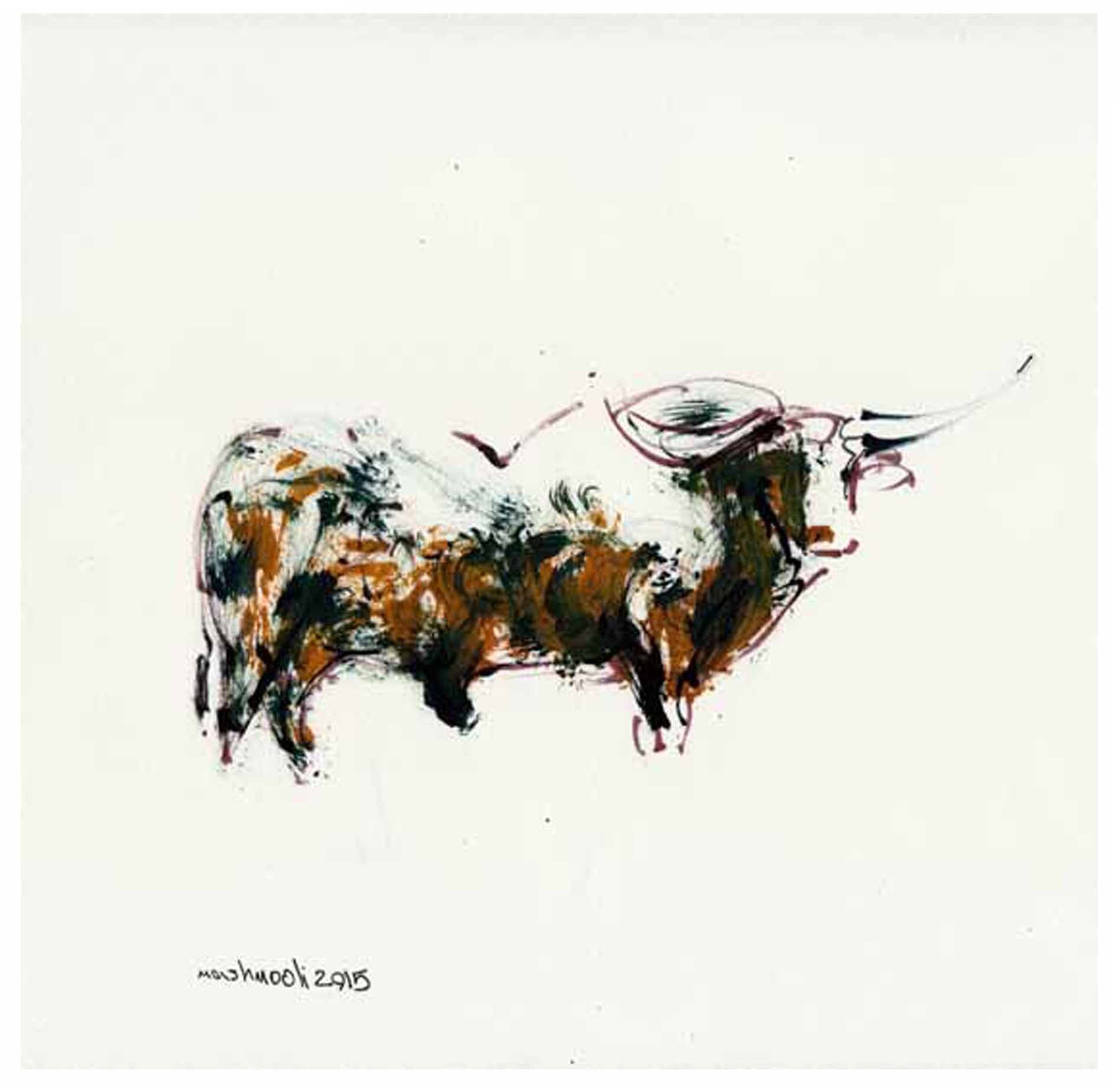 Bulls Series (Ghav-ha) VII, Oil on paper, 2015
