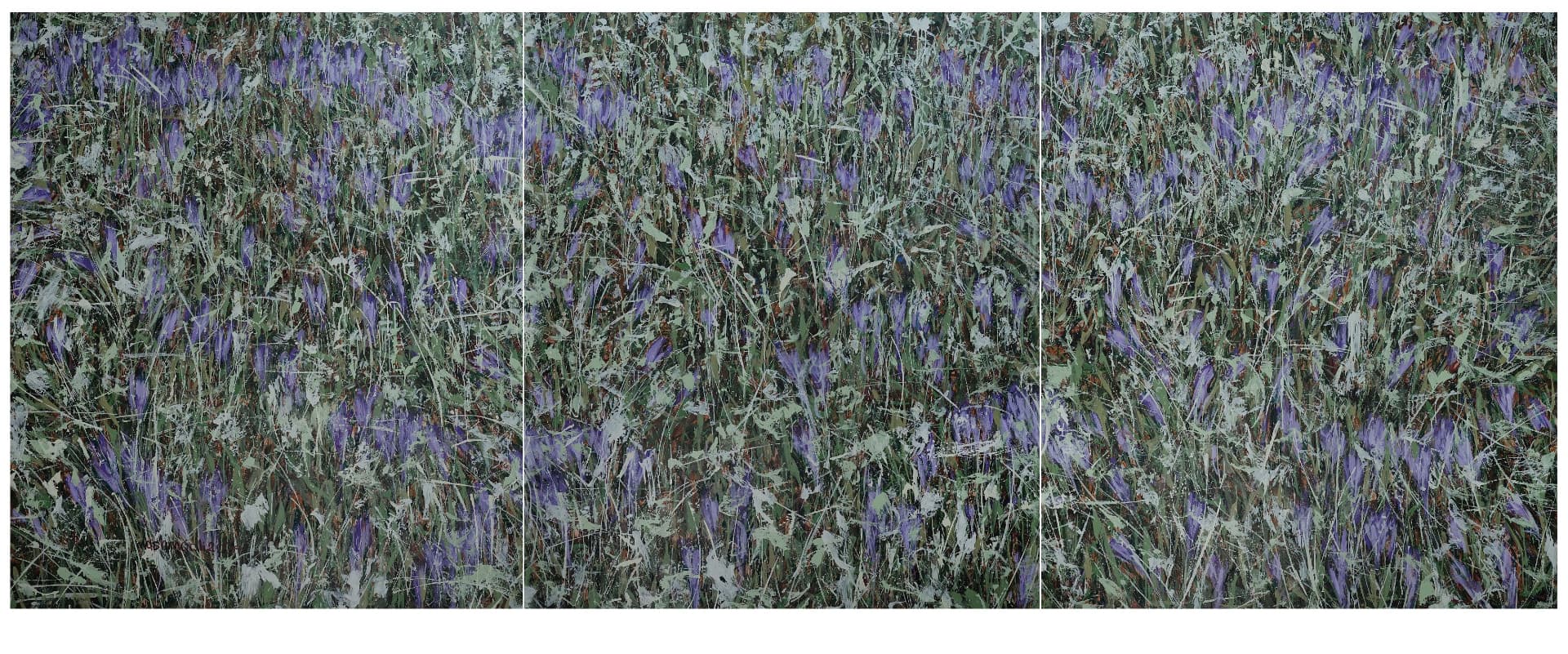 Colchicum Series (Hasrat) – Triptych, Acrylic on canvas, 2024