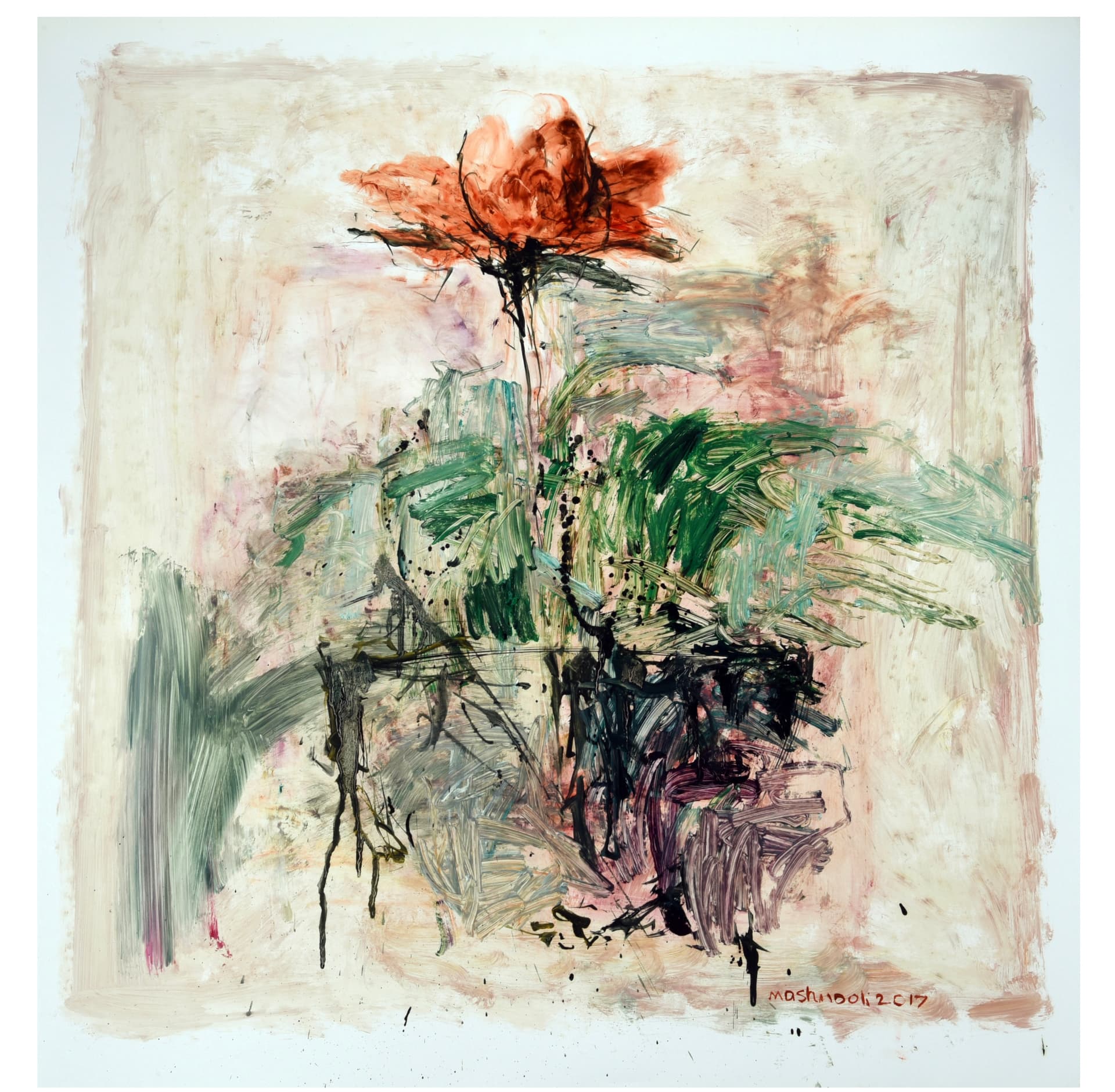 Flowerpot Series (Goldan) IV, Oil on cardboard, 2017